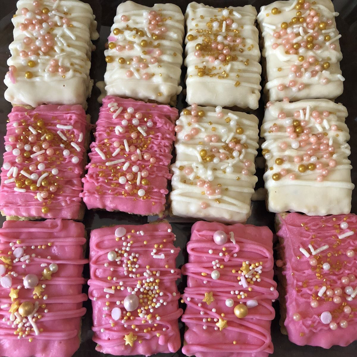 Pink & gold krispies